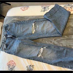 Zara High Rise Ripped Wide Leg Jean